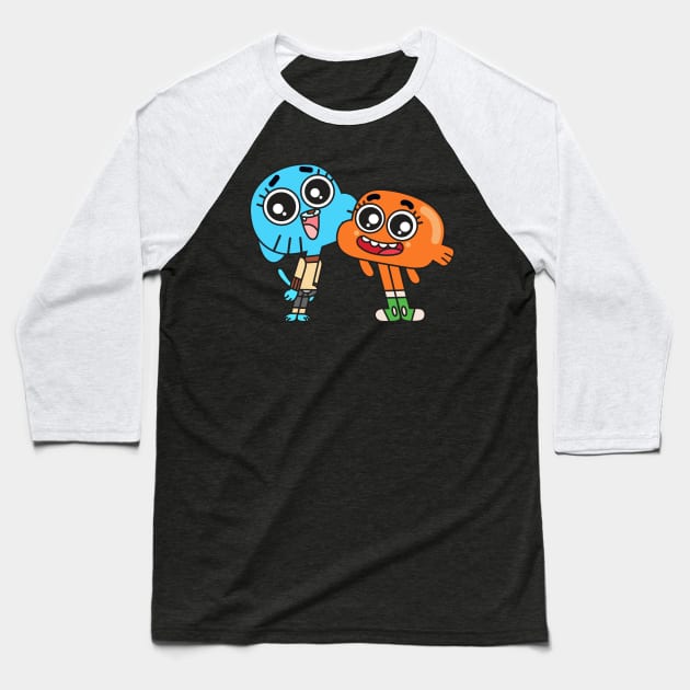 Gumball Darwin Baseball T-Shirt by Plushism